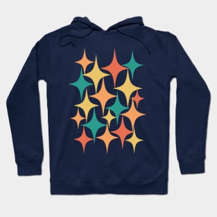 Mid Century Atomic Starburst Charcoal, Yellow, Orange, Teal Hoodie